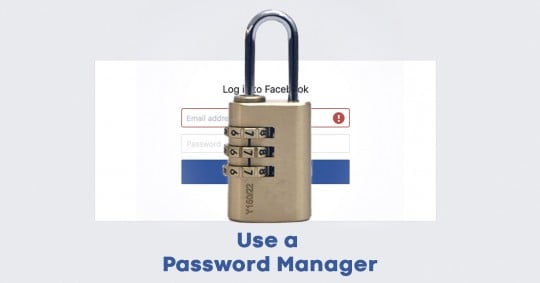 Use a password manager promtional graphic by Foxie Web Design based in the Central Coast NSW